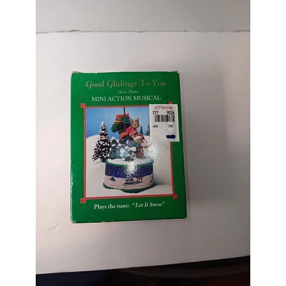 Vintage Enesco 1996 Good Glidings To You Mini Action Musical Let It Snow